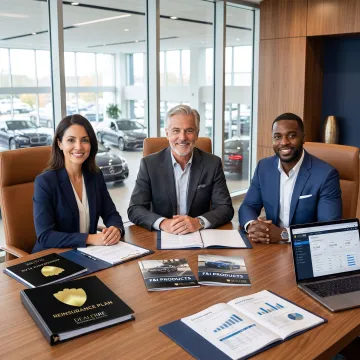 Dealership team reviewing ancillary product reinsurance options