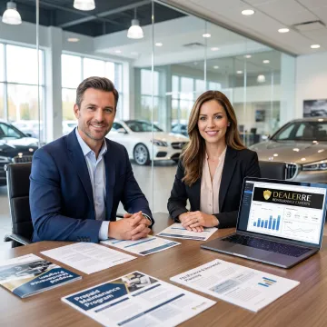 Dealership team reviewing prepaid maintenance program options