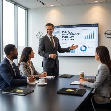Dealership consultant explaining prepaid maintenance strategy