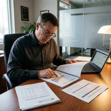 Dealer reviewing F&I profit reports