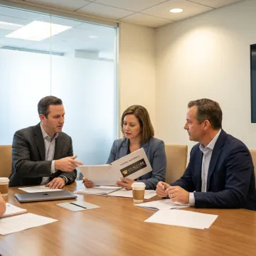 Dealer team reviewing reinsurance training materials