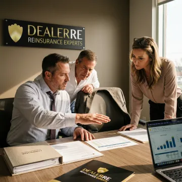 Dealership team discussing reinsurance strategy