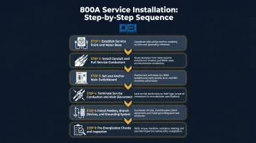 6-step 800 amp service installation sequence process flow diagram