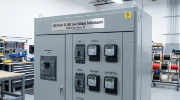 DEI Power UL 891 custom switchboard assembled at Ontario California manufacturing facility