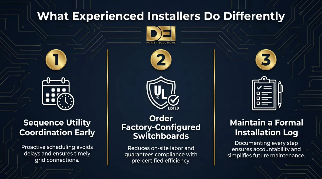 Three expert installer best practices for 600 amp commercial service installation