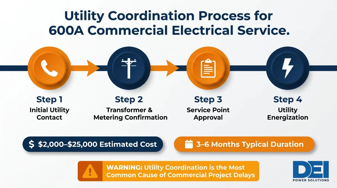 600 amp commercial service utility coordination timeline cost and milestone breakdown
