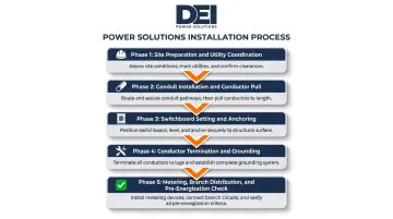 5-phase 600 amp commercial service installation process flow step-by-step