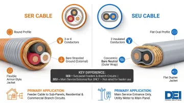 SER versus SEU service entrance cable types key differences comparison chart