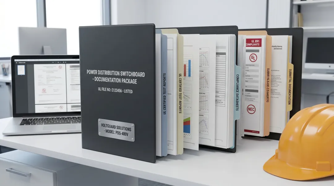 cULus listed switchboard documentation package including UL file number and compliance datasheets