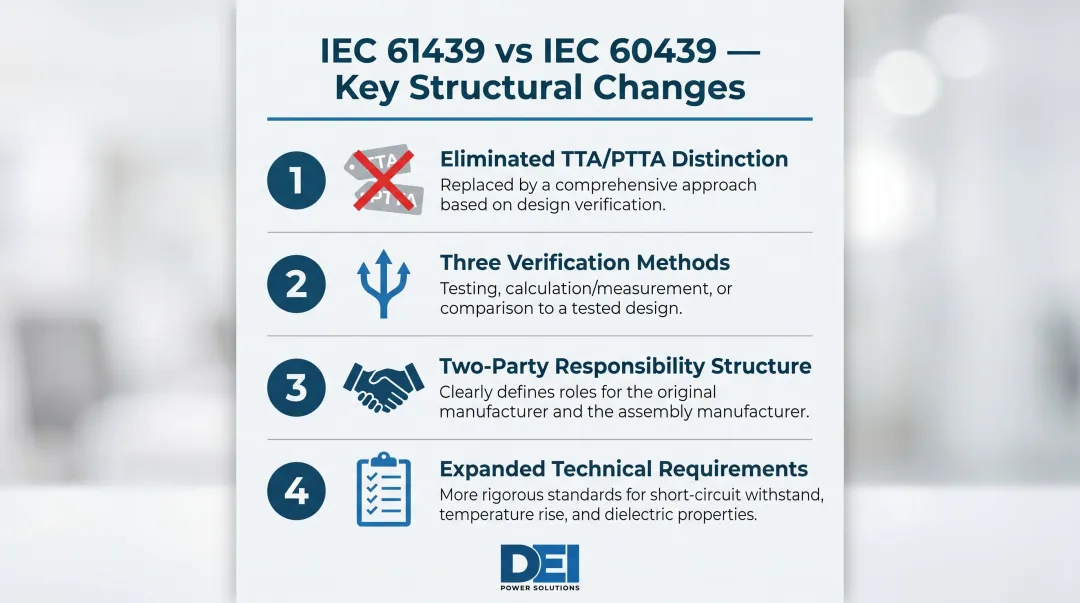 Four key IEC 61439 structural changes replacing IEC 60439 standard framework