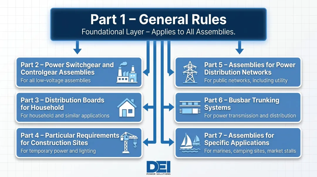 IEC 61439 multi-part standard series parts one through seven application scope overview