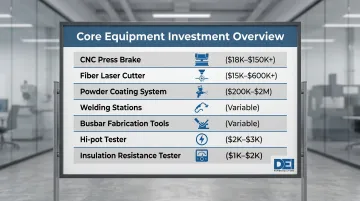 Switchgear manufacturing core equipment categories and approximate startup cost ranges