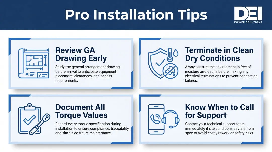 Four pro tips for Siemens switchboard installation best practices summary graphic