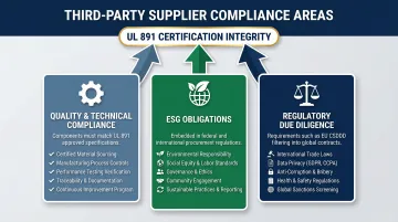 Three supplier compliance obligation areas quality ESG regulatory due diligence breakdown