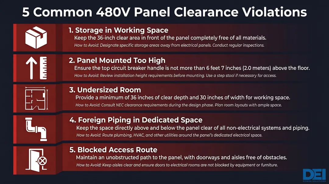 Five most common 480V electrical panel clearance violations and how to avoid them