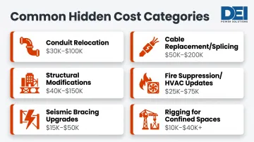 Hidden switchgear replacement site costs breakdown with dollar ranges per category