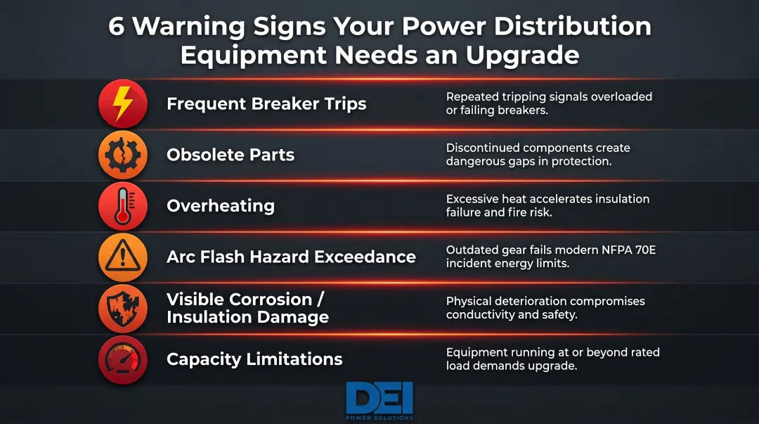Six warning signs power distribution equipment needs upgrading infographic