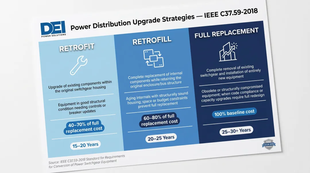 Retrofit versus retrofill versus full replacement switchgear upgrade path comparison
