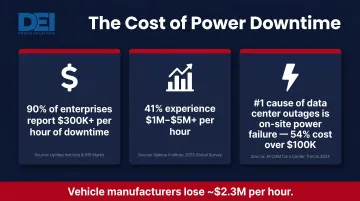 Mission-critical downtime cost statistics showing million-dollar hourly losses