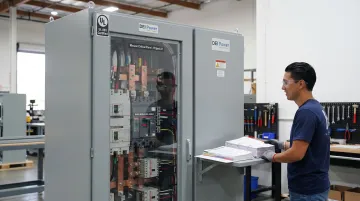DEI Power UL 891 certified custom switchboard unit with configuration specifications displayed