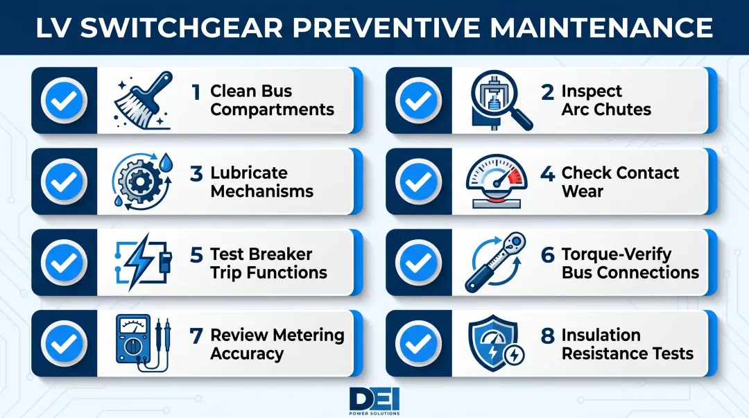 Eight-step preventive maintenance checklist for Siemens LV switchgear assemblies