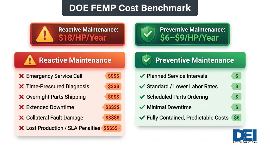 Reactive versus preventive maintenance cost comparison breakdown infographic