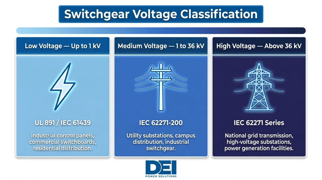 Air insulated switchgear voltage classification tiers and governing standards comparison