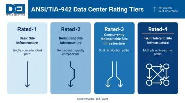ANSI TIA-942 four rating levels infrastructure requirements comparison chart for data centers
