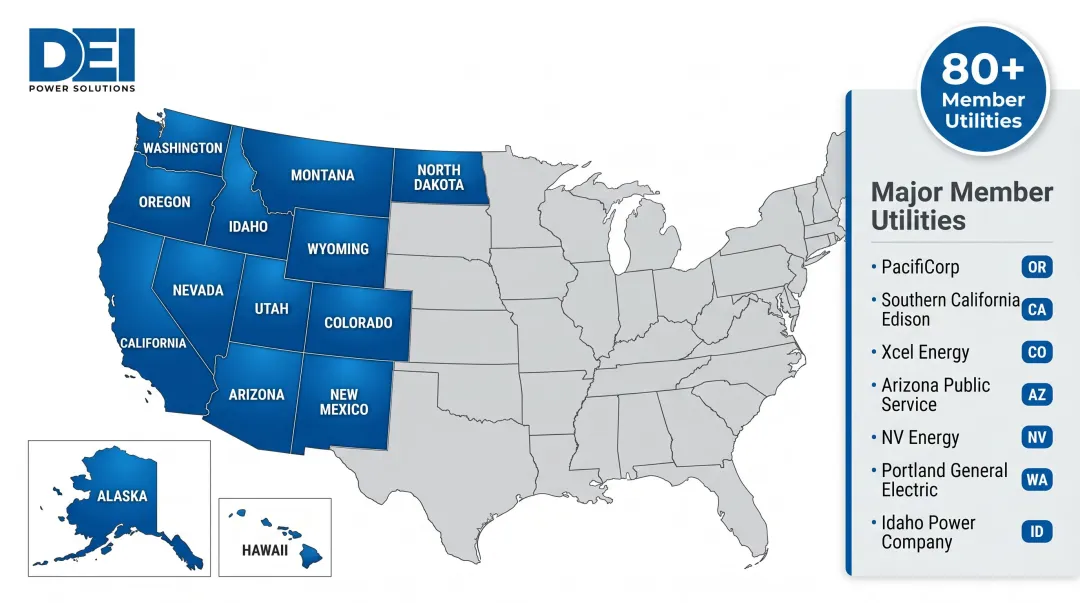 EUSERC member utilities map across 14 Western United States states