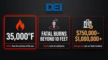 Arc flash incident consequences data showing injury costs temperatures and distances