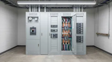 UL 891 dead-front switchboard installed in commercial electrical room