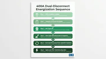 6-step 400 amp service energization sequence from utility to load application
