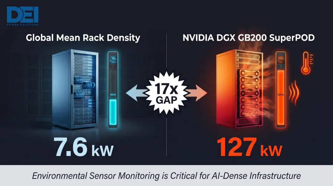 Data center rack power density comparison average versus AI GPU cluster workloads