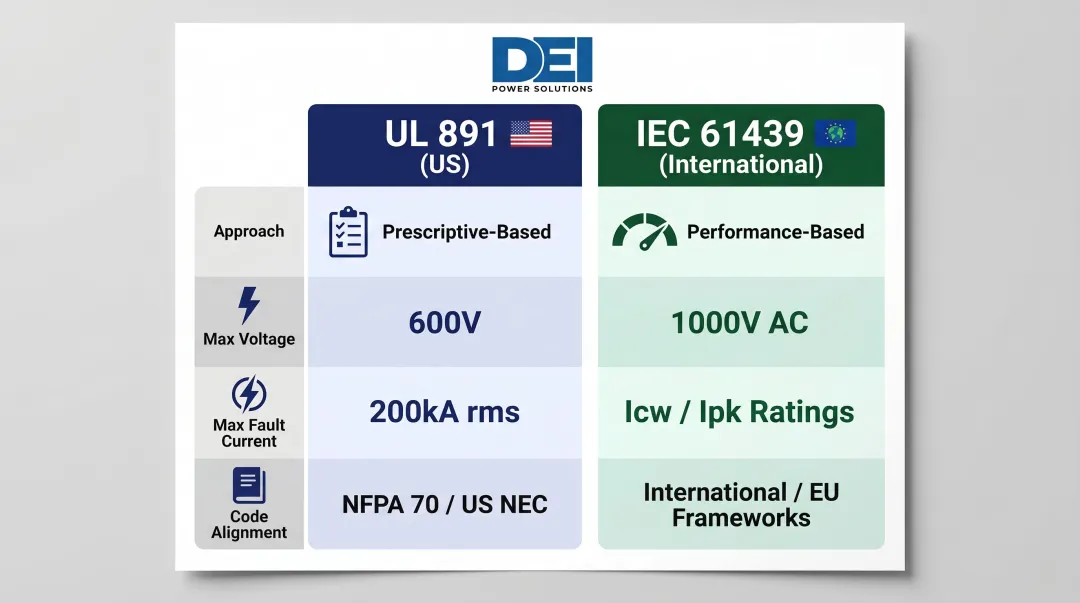 UL 891 versus IEC 61439 low-voltage switchgear standards side-by-side comparison