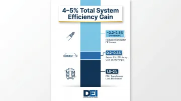 415V versus 208V data center power distribution efficiency gains breakdown infographic