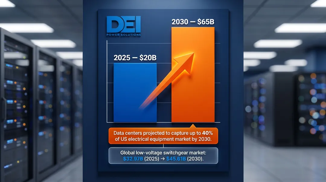 US electrical equipment market growth from 20 billion to 65 billion 2025 to 2030