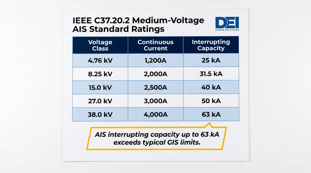 IEEE C37.20.2 medium-voltage AIS standard ratings voltage current and interrupting capacity