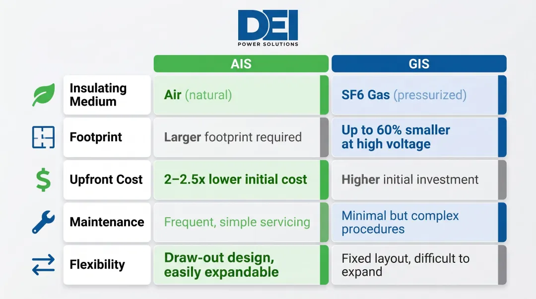 AIS versus GIS switchgear side-by-side comparison of five key decision factors