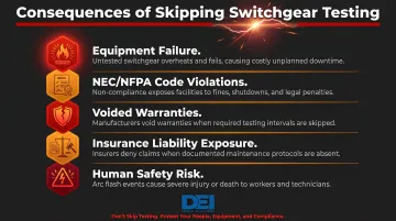 Five operational and compliance consequences of untested low voltage switchgear infographic