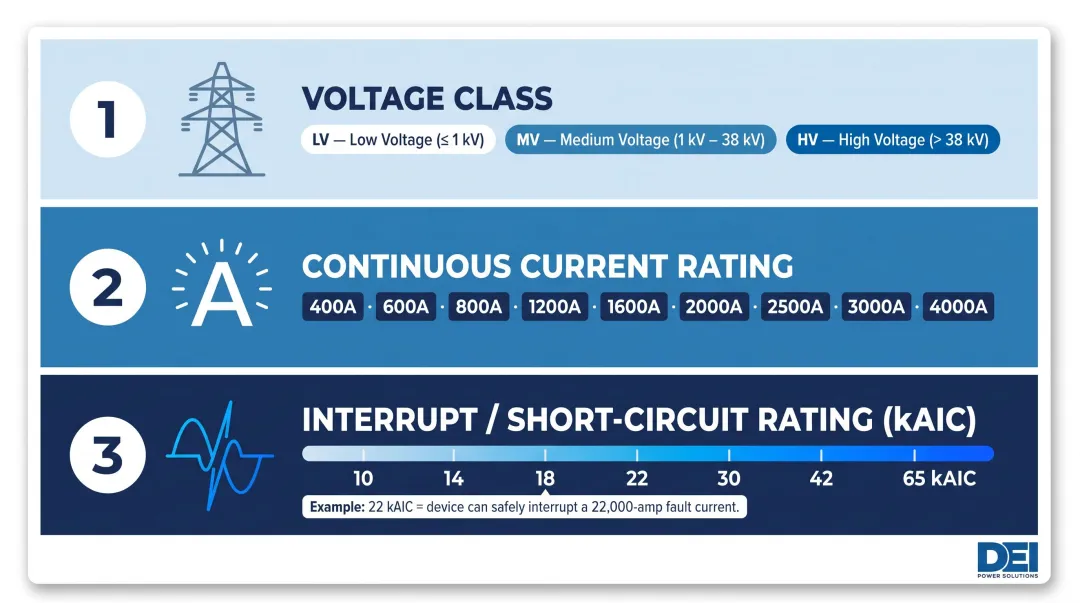 Industrial switchgear selection three core technical parameters voltage current interrupt rating