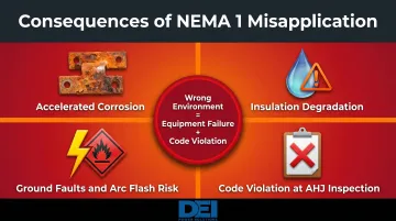 Four consequences of misapplying NEMA 1 switchgear in wrong environments risk diagram
