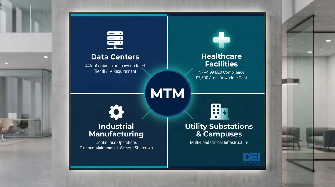Main-Tie-Main switchgear applications across data centers hospitals industrial plants and substations