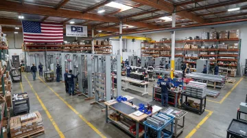 DEI Power Ontario California facility floor showing custom switchgear assembly production
