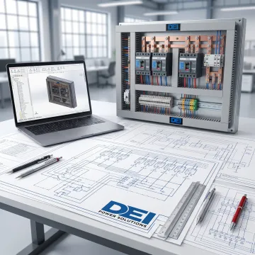Custom switchboard design documentation and equipment layout