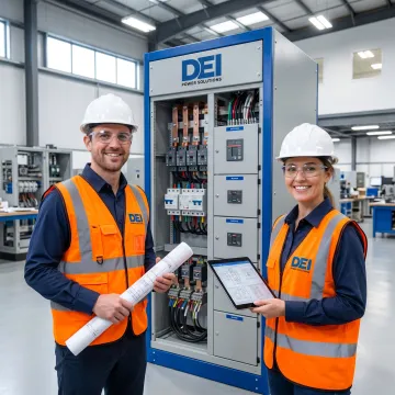 Engineers reviewing custom switchgear specifications