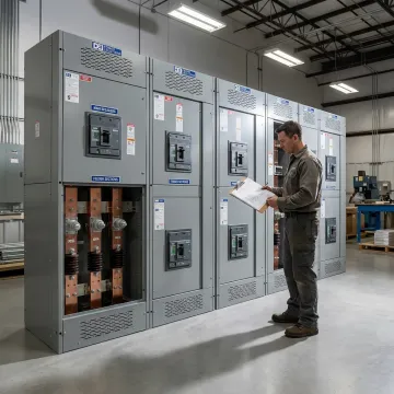 Engineered custom switchboard with detailed electrical components