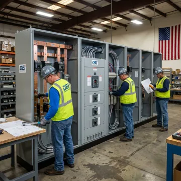 Custom electrical switchboard assembly in manufacturing facility