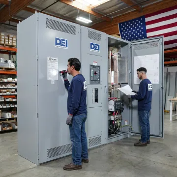 Switchgear lineup under inspection