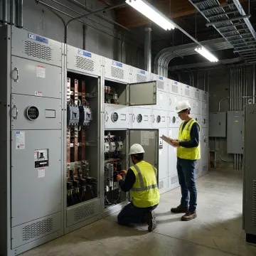 Power distribution switchgear lineup in industrial facility