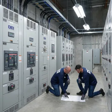 Data center power distribution equipment lineup